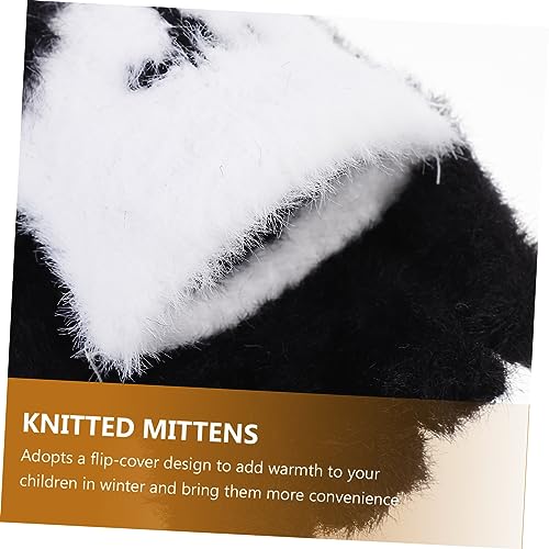 NOLITOY Half Finger Gloves Cartoon Boys and Girls Winter Gloves Flip-top Plush Warm for Christmas Winter Fun2