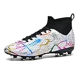  MINGSIBO Chaussures de football pour homme, jeunes, sportifs, chaussures de sport, gazon synthétique, unisexes, à crampons hauts, chaussures de football, compétition professionnelle, football en plein