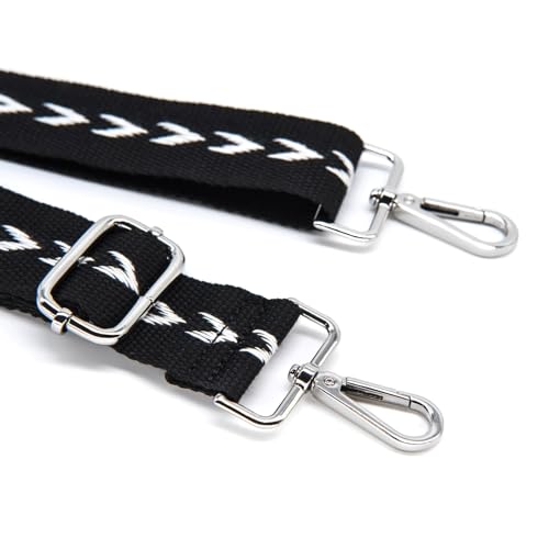 Image of S&loyoe Silver bucklePurse Straps Replacement Crossbody Bag Strap Adjustable Wide Guitar Straps for Handbags 1.5inch (Leaf black silver)