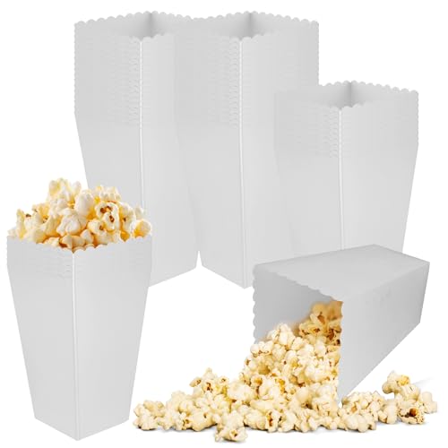 Image of 50 Pcs White Popcorn Boxes Mini Paper Popcorn Box Cardboard Popcorn Container for Party Disposable Snack Candy Popcorn Bags Popcorn Holder for Movie Nights Birthday Wedding (White)