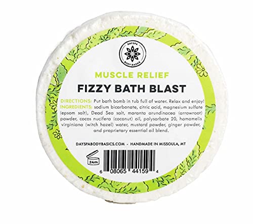 Muscle Relief All-Natural Fizzy Bath Blast - Vegan Bath Bomb Made With Pure Essential Oils To Help You Relax, Hypoallergenic, Plant-Derived, Handmade In Usa By Dayspa Body Basics #TOP1