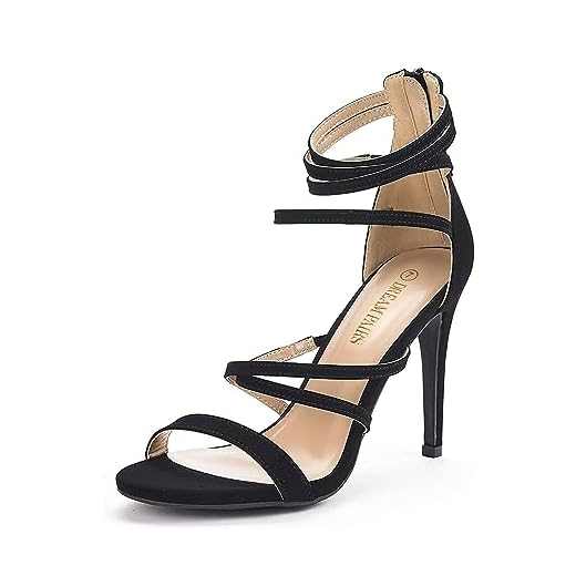 DREAM PAIRS Women's Show Black Nubuck High Heel Dress Pump Sandals - 8.5 M US