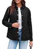 Grlasen Womens Lightweight Quilted Jacket Fall Button Down Puffer Jackets Loose Fit Stand Collar Warm Coats Outerwear