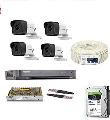 HIKVISION Full HD 5MP Cameras Combo KIT 4CH HD DVR+ 4 Bullet Cameras +1TB Hard DISC+ Wire ROLL +Supply & All Required CONNECTORS