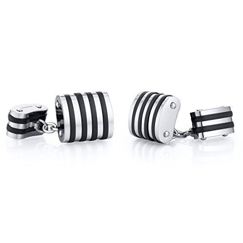 Mancuernillas para hombre de titanio pulido negro miniatura 1