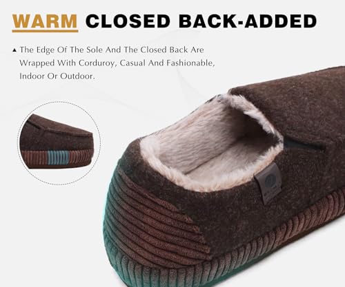 Image of ONCAI Mens Clog Slippers with Arch Support Stripe Faux Fur Cotton-Blend High-Density Memory Foam Warm House Slippers Slip-on Indoor Outdoor Rubber Sole Size 7-16