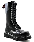  ANGRY ITCH - 14-Loch Gothic Punk Army Ranger Armee Lackleder Stiefel mit Stahlkappe, EU 41