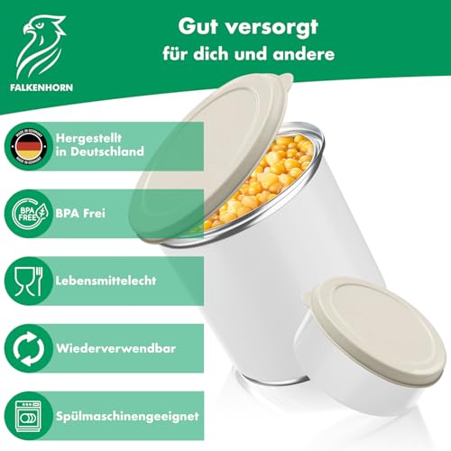 BIO Dosendeckel 2x Groß (99mm) mit Lasche – für 800g Konservendosen, luftdicht & wiederverwendbar – BPA-frei, spülmaschinengeeignet, nachhaltig aus Zuckerrohr – FALKENHORN Made in Germany – Creme