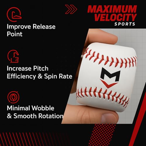 Maximum Velocity Sports Spin Right Spinner – “The Original” Throw Like a Pro Training Device Endorsed by Tom House – Baseball Pitching & Throwing Trainer, Spin Aid for Arm Strength, Control & Accuracy