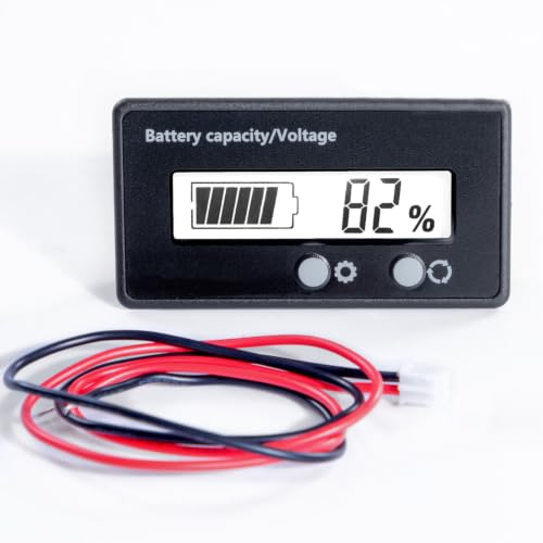 Image of 12V-84V Golf Cart Battery Meter Capacity Voltage Indicator Gauge with Alarm Front Setting Switch Key for Lithium Ion & Acid Battery White for Golf CART Yamaha Club CAR EZGO