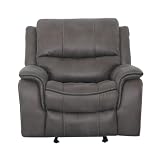 Dark Gray Finish Glider Recliner with Fully Upholstered Design