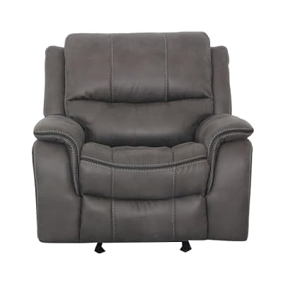Dark Gray Finish Glider Recliner with Fully Upholstered Design