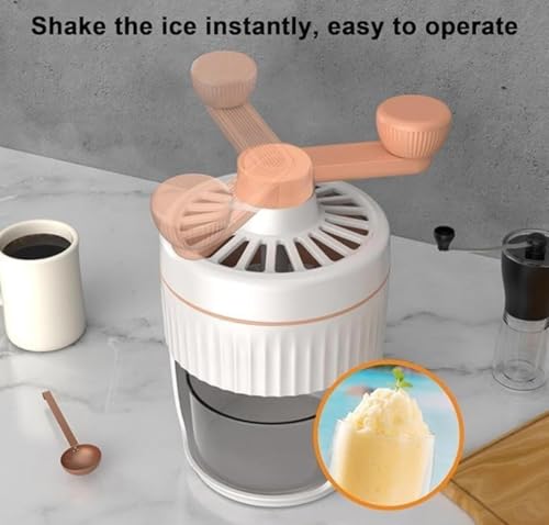 Image of Voracia Manual Ice Crusher Machine with Ice Box, Multicolour, Plastic, 500ml, Hand-Cranked, BPA Free, for Home Kitchen