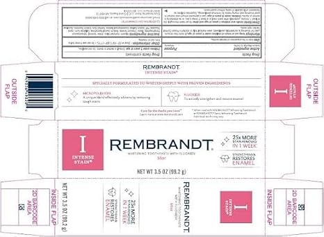 Rembrandt Intense Stain Whitening Toothpaste with Fluoride, Mint 3.52 oz