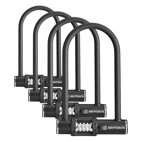 Image of Kryptonite Combo Bike U-Lock Standard, Anti-Theft Security Bicycle Lock, 12mm Steel Shackle, 4-Digit Resettable Combination U Lock for Scooter Road Mountain Bikes (Pack of 4)