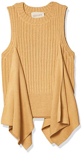 MOON RIVER Women's Flared Side Vest Sweater, Camel, X-Small