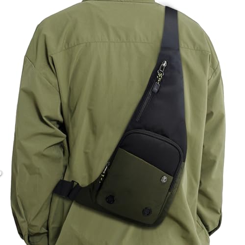 Peicees Sling Bag for Men Women Shoulder Bag Backpack Strap Pockets Chest Bag for Running Hiking Camping Exercise Outdoor