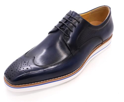 Santimon Mens Derby Formal Dress Suit Oxfords Shoes Genunie Leather Wingtip Brogues Modern Shoes Men's Fashion Business Casual Prom Wedding Tuxedo Shoes for Men