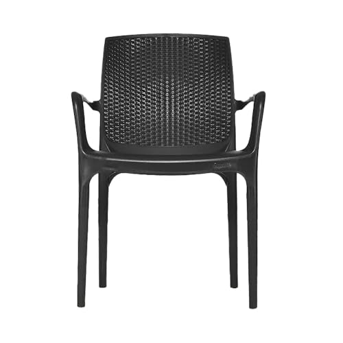 Image of Supreme Texas Heavy Duty Armrest Plastic Chair for Home, Garden, Office, Indoor /Outdoor Use(Color: Jet Black; Qnt: 4 Pc.)