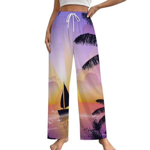 Bas de pyjama femme bateau au coucher du soleil pour vos soirées cocooning