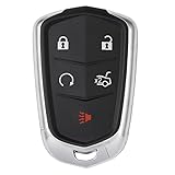 HelloAuto Key Fob Cover Shell Case Replacement Fits for Cadillac 2014 2015 2016 2017 2018 2019 2020 2021 2022 2023 XT5 ATS CTS SRX XTS Escalade Keyless Entry Remote 5-Buttons Key Case(HYQ2AB, HYQ2EB)