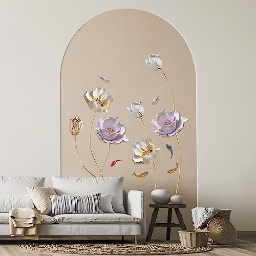 Tanlaby Fiore 3D Adesivi Murali Tulipano Dorato