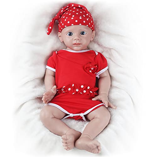 IVITA 21 inch Full Silicone Baby Dolls,Not Vinyl Dolls,Real Full Body Silicone Lifelike Baby Dolls, Soft Newborn Baby Dolls - Girl