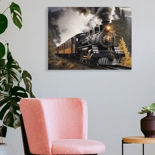 Toile train à vapeur de prestige | Décoration murale raffinée - 5