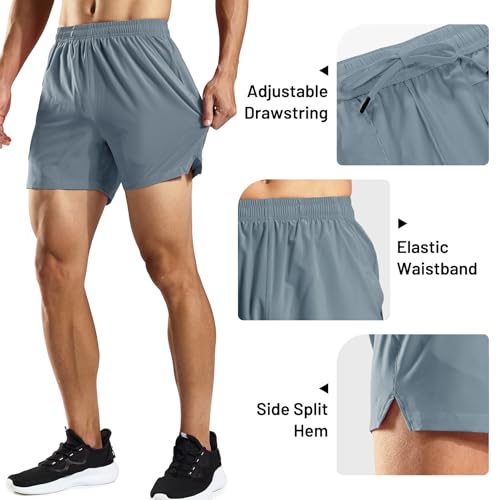 Image of Haimont 5 Inch Mens Dry Fit Running Athletic Shorts with Pockets, Water Resistant Lightweight Gym Workout Exercise Shorts