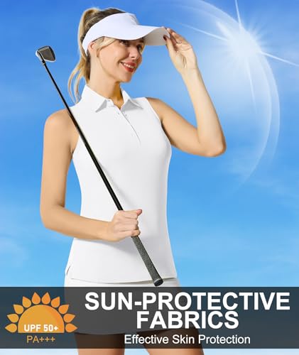 Casei Women's Sleeveless Golf Polo Shirts UPF 50+ Quick Dry Collared Polo Shirts Athletic Tank Tops Shirts3