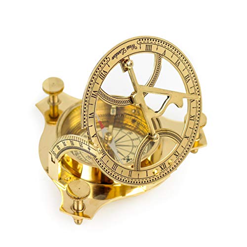 Brújula Sundial 4" de latón macizo pulido | reloj solar calibrado de bolsillo | Regalo náutico y marino para deportes y aventuras al aire libre miniatura 5