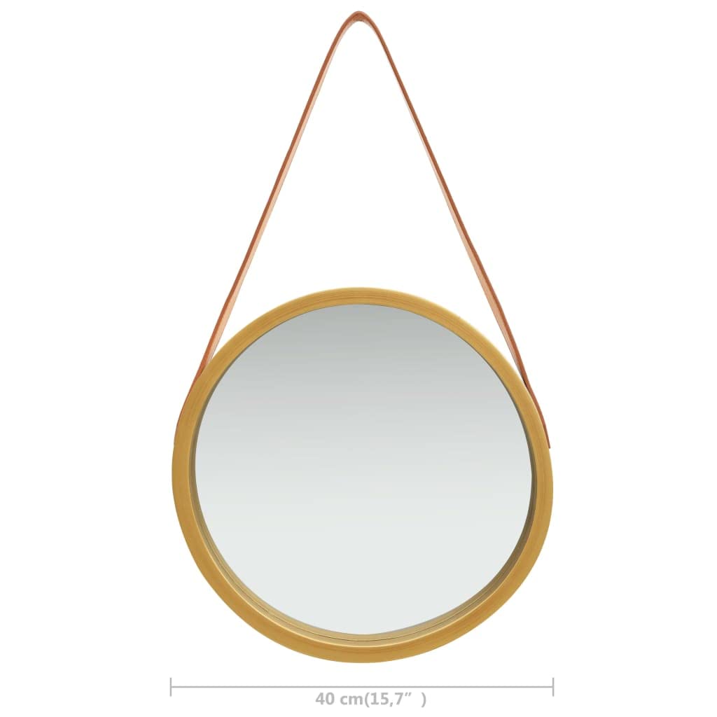 vidaXL Miroir Mural avec Sangle 40 cm Doré