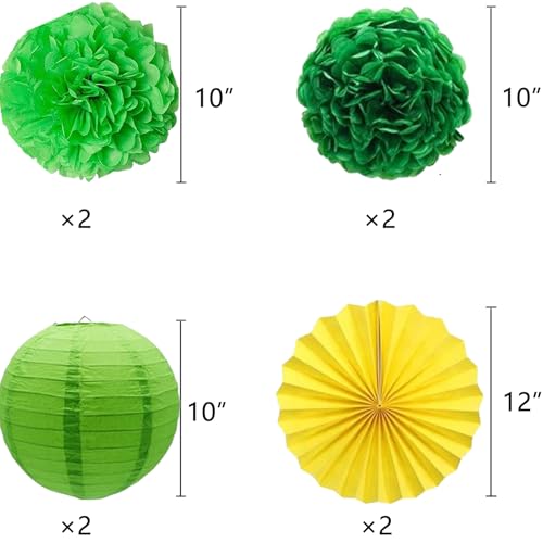 Image of Green Yellow Graduation Party Decoration Class Banner Hanging Pom Poms Flowers High School College Grad Supplies
