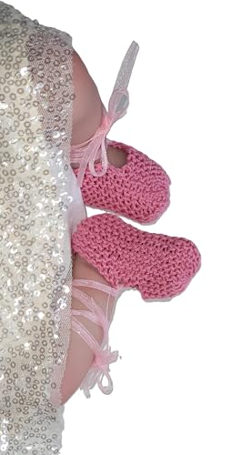 FIRST BALLET SLIPPERS - 0 to 1 month - Newborns- 100% HANDMADE KNITTED - BABY GIRL SHOES