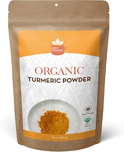 SPICY ORGANIC Turmeric Root Powder - USDA Certified Organic - Non-GMO Turmeric Curcumin Powder - 16 OZ