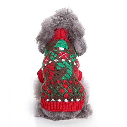 Classic Green&Red Christmas Sweater For Small Dogs Cats 100% Cotton Handmade Woven Puppy Shirt Winter Warm Outfits Clothes Xs #TOP6