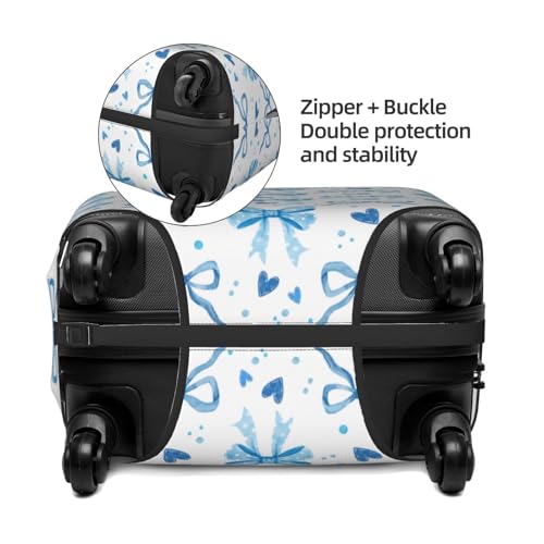 Travel Luggage Cover Blue Bows, High Elasticity Washable Travel Baggage Protector Case Fits 26-28 in by Generic - Used condition - Image 4