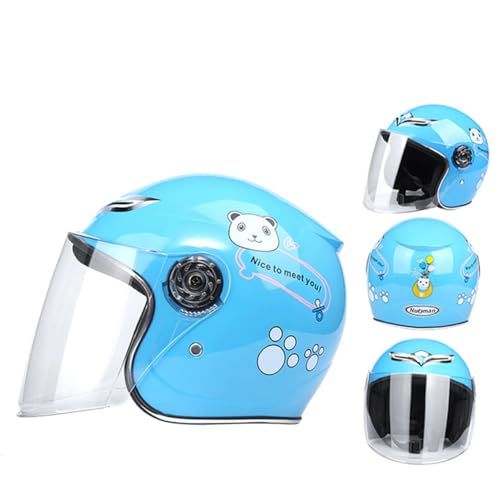 Casque vélo enfant intégral bleu ciel visière transparente anti-poussière