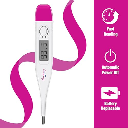 Image of Amkay Digital Thermometer for Oral & Underarm Use - Fast & Accurate Temperature Reading in Celsius & Fahrenheit, Water-Resistant, Easy to Clean, 1 Year Warranty, White