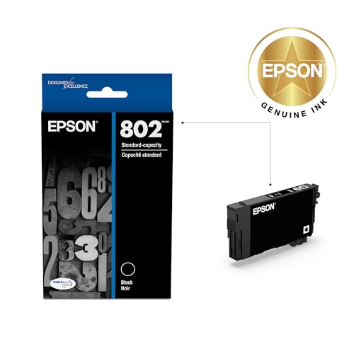 Image of EPSON 802 DURABrite Ultra Ink Standard Capacity Black Cartridge (T802120-S) Works with WorkForce Pro WF-4720, 4730, 4734, 4740