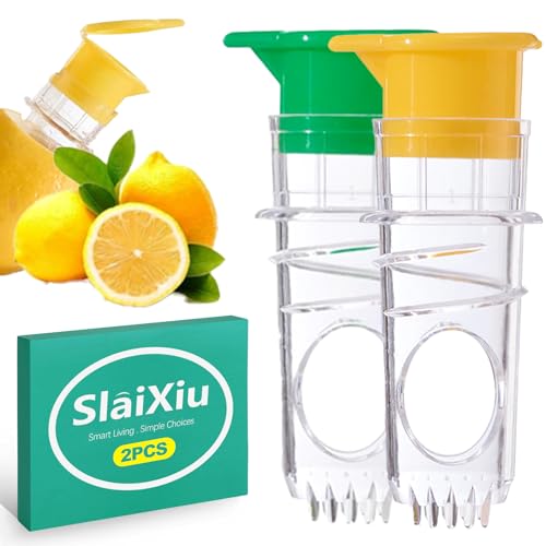 slaixiu 2-Pack Screw Top Lemon Squeezer & Juicer, The Portable Lemon and Lime Squeezer Screw In with Lid, A Mini, Compact Screwtop Lemon Juicer for Cocktails & Drinks