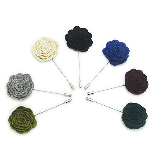 WRISTCHIE Men's Lapel Pin Flower Handmade Boutonniere Pin Suit (Pack of 7)