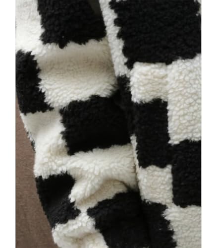 INVACHI Men's Thermal Plaid Fleece Jacket Casual Sherpa Lined Warm Coat Insulated Cozy Jacket with Stand Collar3