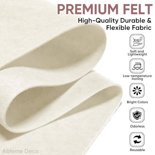 Image of Soft Felt Fabric Sheet 18 inch x 36 inch, 1.6mm Acrylic Craft Felt, Ivory