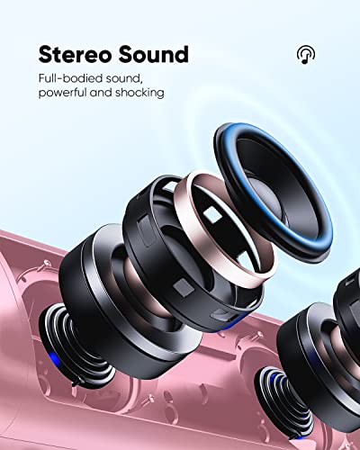 undefined Bluetooth Speaker Gifts for Men: Portable Wireless, IPX5 Waterproof, White Elephant Gifts for Adults, Stocking Stuffers for Teens Boy Girl, Up to 20H Playtime, TWS Pair, for Home/Party/Outdoor (Pink) の商品画像 1