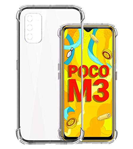 Image of Soft Flexible Silicone Back Cover (Poco M3, Transparent Case + Screen Guard)