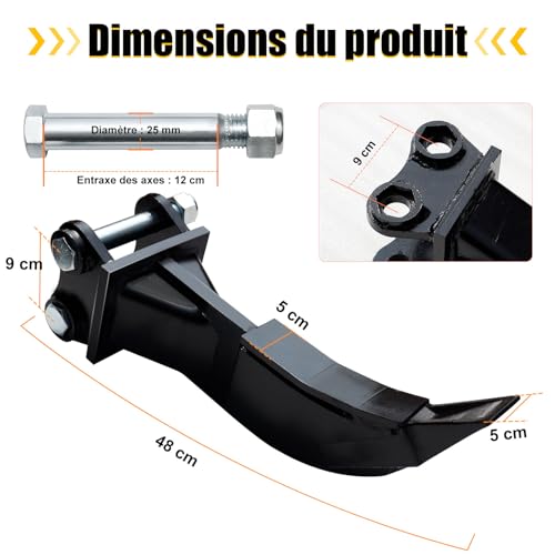 Dent de ripper pour mini-pelle en acier renforcé pour excavatrices de 0.8T à 1.8T - 3