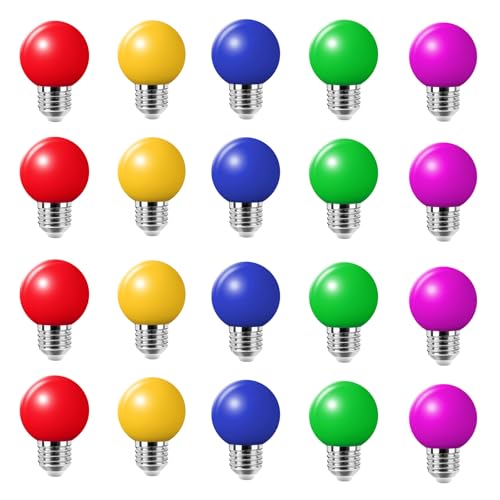 Huamu - Bombilla LED de color E27, 2 W, equivalente a 20 W, 200 lúmenes, bombillas LED, multicolor para casa, bar, fiesta, decoración de ambiente – Lote de 20
