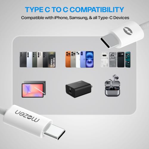 Image of Amkette Mozen Certified 65W Type C to Type C Braided Cable | C to C Cable Fast Charging | 480 Mbps Data Transfer | Compatible with iPhone, Samsung, Nothing, Motorola, Xiaomi, Realme & USB-C Devices
