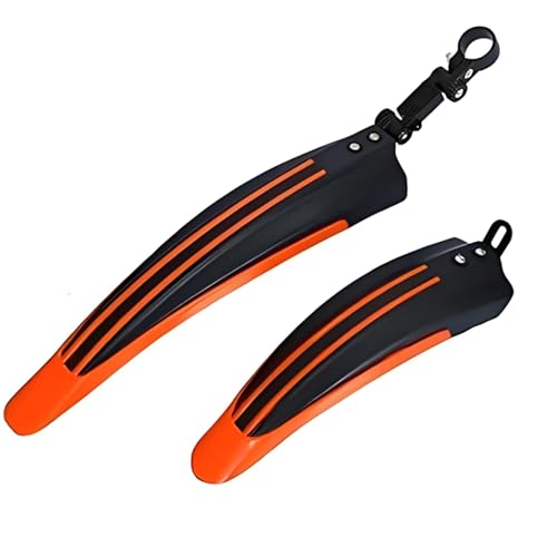 Yeanifeana Universal Bike Mudguard Set - 2PC Thickened Fenders for Mountain Bikes, Front & Rear Full Coverage Adjustable Mud Guards (Orange)